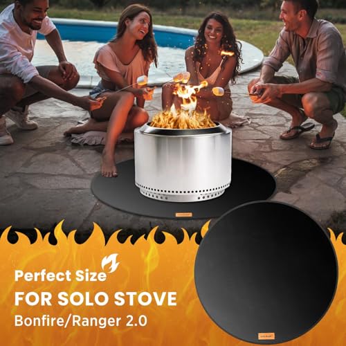 36" Round Fire Pit Mat - Fireproof Deck Patio Protector Mat,Double-Sided Design,5 Layer Waterproof Oil-Proof Under Grill Mats,Firepit Protection Rug for Deck Fireproof,Outdoor Grass Grill Accessories - size: 5 Layer/36 Inch