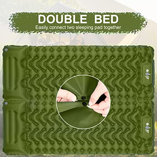 MOXILS Sleeping Pad, Ultralight Inflatable Sleeping Pad for Camping, Built-in Pump, Ultimate for Camping, Hiking, Airpad, Carry Bag, Repair Kit, Compact & Lightweight Air Mattress(Green) - color: Green