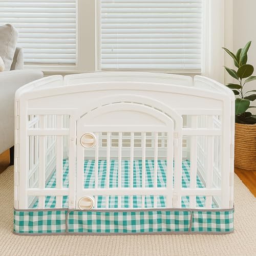 Dog Playpen Bottom Pad Fits for 36 Inch 4 Panels Exercise Pet Playpen, Dog Crate Pad Puppy, Hoop and Loop Design (Note: Playpen Not Included). (GreenCheck) - color: GreenCheck