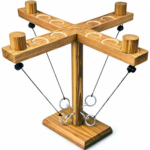 Ring Toss Game for Adults, Wooden Hook and Ring Game, Tabletop & Yard Games for Indoor Outdoor Social Play, Party Games for Family and Friends, Gift Idea - size: Large(15.75in*15.75in*15.35in)