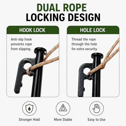 SORIEA 12 Inch Heavy Duty Steel Tent Stakes, Camping Stakes for Large Tent, Canopy, Tarp, Strong Wind Resistant Ground Anchors 30cm (2 Pack) Black - size: 30cm