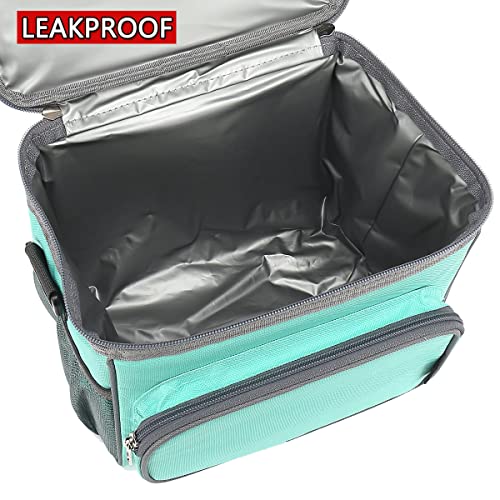 FlowFly Insulated Reusable Lunch Bag Adult Large Lunch Box for Women and Men with Adjustable Shoulder Strap,Front Zipper Pocket and Dual Large Mesh Side Pockets,Daisy - color: Daisy