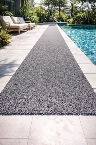 Vinyl Mesh Entry Mat 3’3" x 15’ – 1/2" Thick Heavy Duty Scraper & Drainage Floor Mat for Walkways, Entrances & High-Traffic Areas, Blue - color: Blue, size: 3'3" x 15' (Rectangular)
