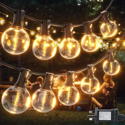 Outdoor String Lights 100ft LED Hanging Globe Patio Lights with G40 Shatterproof Bulbs(34+3 Bulbs), Spring Easter Gift for Men Women Waterproof Connectable Hanging Light Outdoor Decor Garden Backyard - style: 100FT (34+3Bulbs)