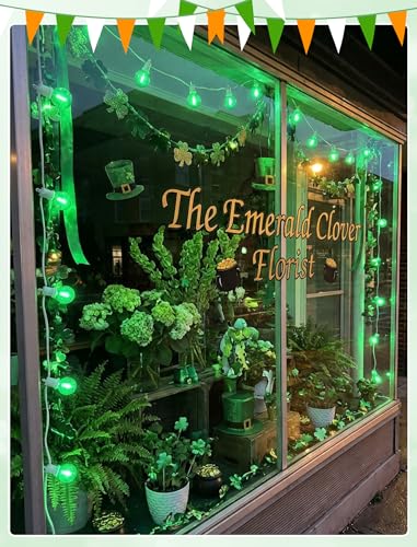 G40 LED St. Patrick's Day String Lights Outdoor, 25Ft St Patricks Decorations Lights Outdoor with Clear Green Round Bulbs, Hanging Patio Lights Shatterproof for Indoor Home Decor Party, White Wire - color: Clear Green, size: 25Ft