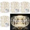 33Ft String Lights Battery Operated with Remote Control Timer, 100LED 4 Pack Waterproof 8 Modes Copper Wire Twinkle Fairy Lights for Bedroom Indoor Outdoor Wedding Dorm Christmas Decorations - style: Modern