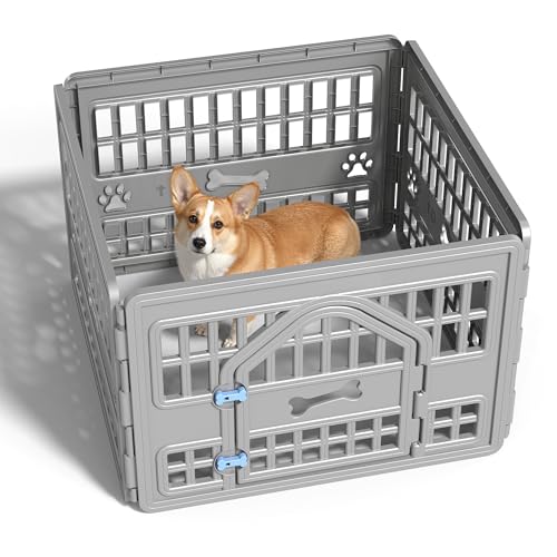 Dog PlayPen Indoor,4-Panel Puppy Playpen Outdoor Waterproof,Heavy Resin Dog Fence for Small Medium Dogs,Spacious Exercise Area,Easy to Clean,Foldable in Half(33.5 * 33.5 * 23.82inch)