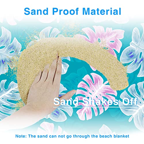 Sandproof Waterproof Beach Mat, 83" x 79", Ocean Blue, Compact, Polyester, Single Layered Blanket, Ideal for Beach, Camping, Hiking, Picnic - color: Blue
