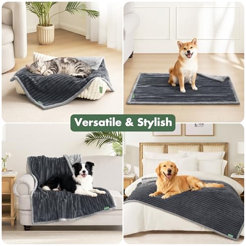 Waterproof Dog Blanket for Large Dogs - Washable Pet Throw Blanket for Couch Bed Protector, Cozy Fleece Calming Dog Blankets for Indoors & Outdoors, Dark Grey, 50"x60" - color: Grey, size: XL(50x60")