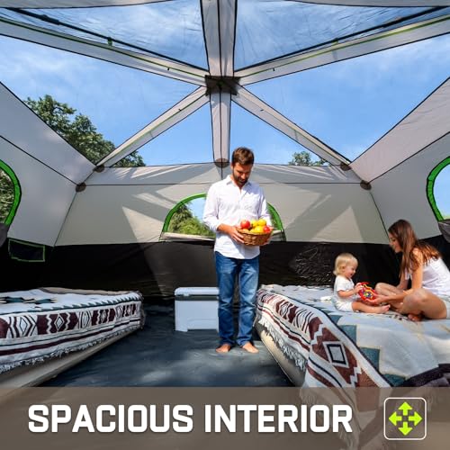 4/6/8/10 Person Instant Tent, Waterproof Pop Up Tents for Camping with Rainfly, 60 Seconds Easy Setup, Automatic Cabin Tent for Family Camping with Expandable Carry Bag & Upgraded Ventilation - color: Black, size: 10 Person