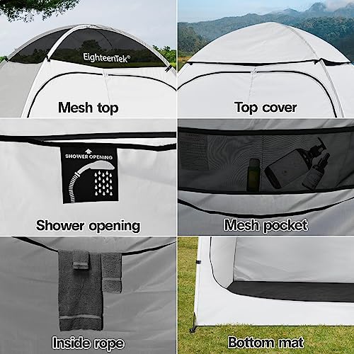 EighteenTek® Shower Tent Changing Room 2 Rooms Outdoor Pop Up Camping Portable Privacy Dressing Shelter 83"x43"x80"H - color: White, size: 81"l X 43"w X 81"h