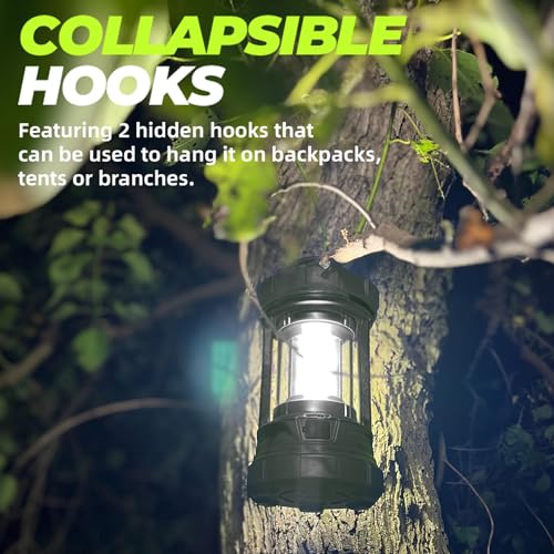 Camping Lantern 3000LM, LED Lanterns for Power Outages with 4400mAh Phone Charger, Impact-Resistant Rechargeable Lantern, 5 Light Modes Waterproof Lantern for Hurricane Emergency(Black) - style: 1-Black