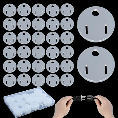 30Pcs Weatherproof Gaskets for Christmas Lights, Outdoor Extension Cord Gaskets Plug Cover Waterproof GFCI Protector Stop Tripping Soft Silicone Gaskets with Box for Xmas Holiday Light Installation - size: 30Pcs
