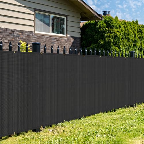 SunnyRoyal 6' x 2' Black Privacy Fence Screen Heavy Duty Windscreen Mesh Fencing Shade Fabric with Brass Grommets for Outdoor Fence Garden Patio Swimming Pool - color: Black, size: 6' x 2'