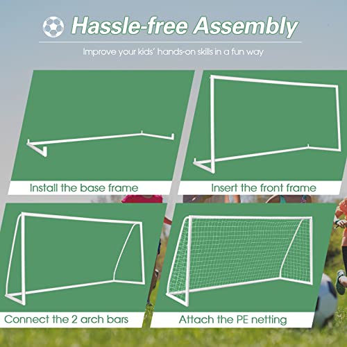 Soccer Goal, 12FT x 6FT/6FT x 4FT All-Weather Soccer Net with Frame, Quick Set-Up, Resilient Netting, Portable Soccer Goals for Backyard School Kids Soccer Training - size: 12FT x 6FT