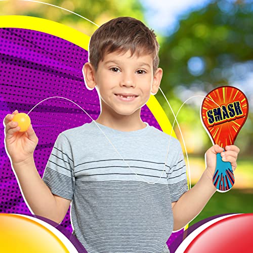 JA-RU Wooden Paddle Ball with String (6 Paddle Balls) – Classic Paddle with Ball Attached for Kids, Party Favors, Goodie Bag Stuffers & Classroom Prizes. 751-6p - size: 6 Packs