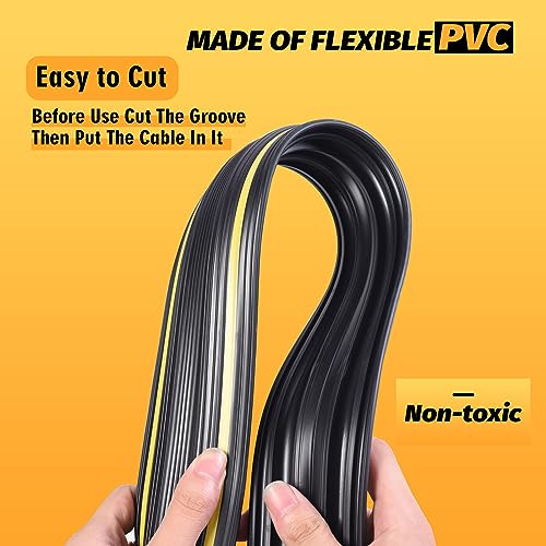 10FT Cord Cover, Flexible Floor Cable Cover, Cord Hider to Organize and Protect Wire, Wire Covers for Home and Office (10ft, 5 Channel) - size: 5 channel 10FT