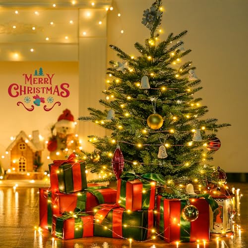 JMEXSUSS 400 LED Fairy Lights Plug in, 132 ft 8 Modes Remote Control Twinkle String Lights with Wheel, Warm White Christmas Lights Indoor Outdoor Waterproof for Bedroom Christmas Decor - color: Warm White, size: 132FT 400LED