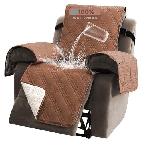 PrinceDeco Recliner Cover 100% Waterproof Couch Cover Sofa Cover for Living Room Water Resistant Furniture Protector with Elastic Straps for Pets Dog(Recliner28,Terracotta) - color: Terracotta, size: Recliner