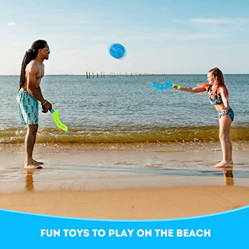 Scoop and Toss Set - Outdoor Toys for Kids with 2 Scoop Rackets and 2 Balls, Beach Lawn Yard Scoop Ball Game for Kids and Adults,Backyard Outside Toss and Catch Game - color: 1 Bule 1 Green