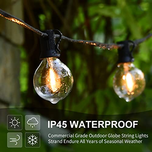 Outdoor String Lights 100FT LED Outside Patio Light Updated Waterproof Gazebo Lighting Shatterproof UL Listed G40 Globes 0.6W Efficient Connectable Decor Yard Café Exterior - color: Black Wire, size: G40 100ft