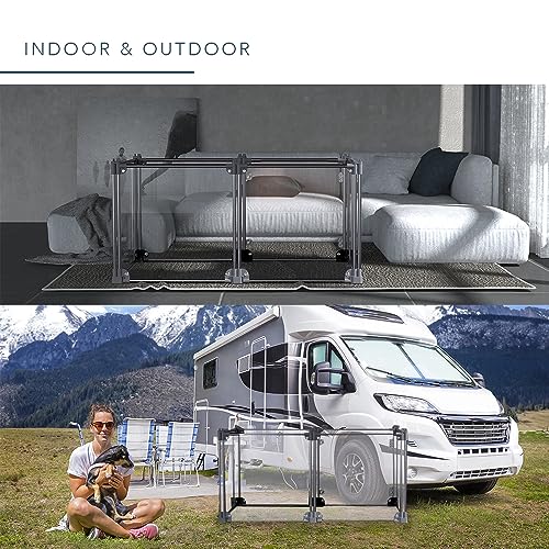 Front Row Foldable Dog Playpen – Durable and Portable Puppy Playpen for Exercise, Rest & Play – Clear Fence Panels with Aluminum Rods and Crate for Dogs and Other Small Pets (Charcoal, 6-Panel) - color: Charcoal
