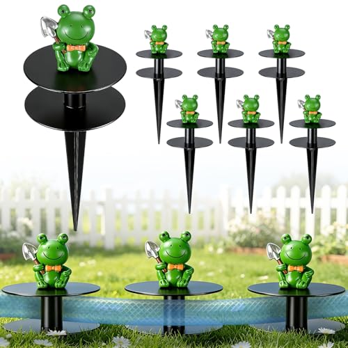6 Pcs Frog Garden Hose Guide Stakes, 8.7" Heavy Duty Cast Iron Hose Guide for Garden, Metal Water Hose Guide, Rustproof Decorative Hose Guides for Outside Flower Beds, Lawn & Plant Protection - style: Frog
