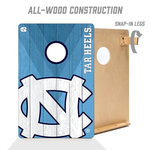 YouTheFan NCAA 2’ x 3’ Wood Cornhole Game with Logo Bags - color: North Carolina Tar Heels, size: 2' X 3'