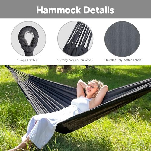 SUNCREAT Hammocks Standing Patio Hammock, Portable Hammock with Stand Foldable, Dark Gray - color: Dark Gray