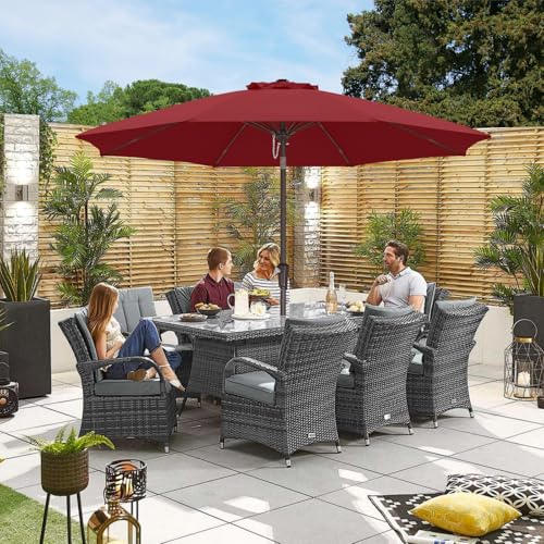 ABCCANOPY 10FT Patio Umbrella, Outdoor Waterproof Table Umbrella with Push Button Tilt and Crank, 8 Ribs UV Protection Pool Umbrella for Garden, Lawn, Deck & Backyard (Burgundy) - color: Burgundy, size: 10FT