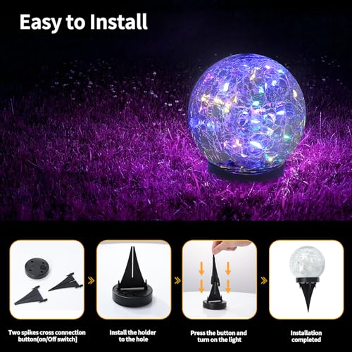 JKIMK Solar Globe Lights Outdoor Waterproof-Solar Balls Garden-Cracked Glass Ball Solar Lights Outdoor-Solar Orbs Outside-Outdoor Decorations Patio & Yard Lawn Backyard Decor - color: Multicolor, size: 6 Globes