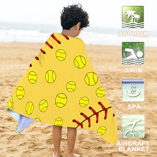 Bonsai Tree Softball Beach Towel, Yellow Microfiber Bath Towel for Women, Sand Free Quick Dry Travel Towels Softball for Women Yoga Sports Adults 30" X 60" - color: Softball, size: 30"x60"