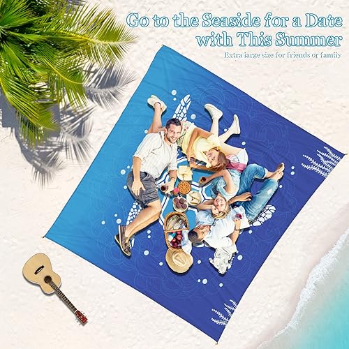 Beach Blanket Waterproof Sandproof 1-7 Adult Oversized 78 '' × 81 '' Lightweight Durable Compact Sand Free Extra Large Beach Mat for Travel Camping Hiking Picnic - color: Turtle2, size: 78“x81”