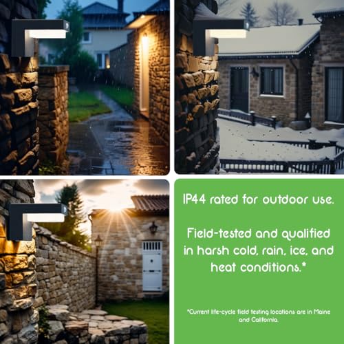 Square Solar Wall Lights - Solar Powered Wall Lamps - LED Lights - PIR Sensor & Two Lighting Modes - Rechargeable Battery Lasts Up to 55 Hours - 3000K - IP44 Weather Resistant - 2 Pack - size: 2 Pack Wall Lights