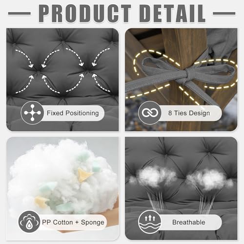 Porch Swing Cushions 3 Seater Outdoor Swing Cushions 70x40 inch Waterproof Porch Swing Cushion Replacement Patio Swing Cushions for Outdoor Furniture Bench (Dark Gray-70x40 inch) - color: Dark Gray, size: 70x40x5inch
