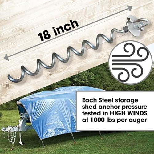 Spiral Ground Anchor - Heavy Duty Screw in Spiral Stakes, Folding Ring Ground Stakes for Securing Dogs, Tents, Trampolines, Canopies, Swing Sets, 8-Pack