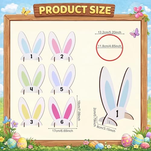 Sanwuta 38 Pcs Easter Ring Toss Games for Kids Easter Party Game 6 Bunny Ear Wooden Number Targets and 20 Toss Rings for Indoor Outdoor Family Spring Carnival Party Favor Yard Activities Decoration