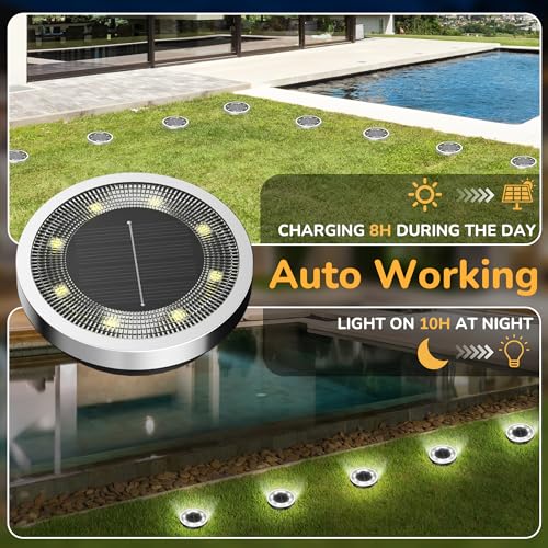 INCX Solar Ground Lights, 24 Pack Solars Light Outdoor Waterproof, Solar Garden Lights Landscape Lighting for Patio Pathway Lawn Yard Deck Driveway Walkway, Cold White - color: Cold, size: 24 pack