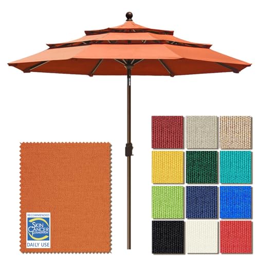 EliteShade USA 10-Year-Non-Fading 9ft 3-Tier Market Patio Umbrella, Commercial Grade Outdoor Table Umbrella with Crank Open, Windproof & UPF 50+ UV Protection, Heavy Duty Ventilation for Garden, Deck, Pool, Backyard, Beach & Bistro, Rust - color: Rust, st