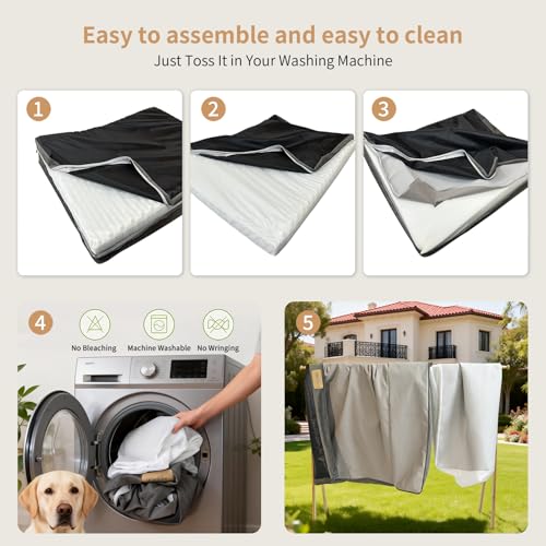 XL Dog Bed with Cooling Gel Memory Foam, Orthopedic Waterproof Pet Bed with Washable Cover & Non-Slip Bottom, Cooling Dog Couch Bed, Size: 49.1"*38 * 8.1" - size: X-Large