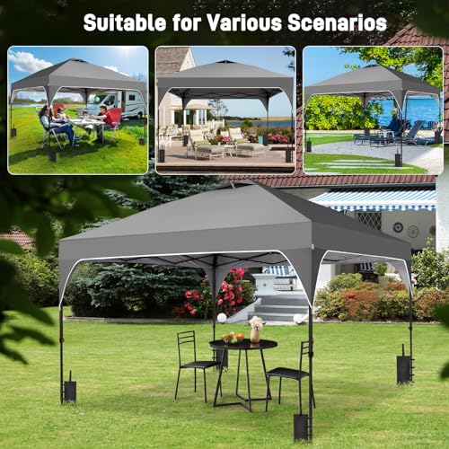 8x8 FT Canopy Tent, 1-Button Push Pop Up Canopy with 4 Sandbags and Carrying Bag, Instant Outdoor Gazebo Shelter - color: Gray, size: 8x8