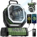 Camping Fan - 20000mAh Battery Powered Fan Rechargeable with LED Lantern - Portable Outdoor Tent Fans with Hanging Hook 4 Speeds Wind Remote Control, Green - color: Green
