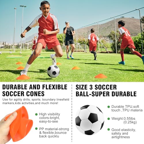 VAVOSPORT Soccer Goal, 2 of 6'x4' Kids Soccer Goals for Backyard Set, Portable Pop Up Soccer Net, Practice Soccer Training Equipment with Ball, Cones for Toddler,Youth Sports Outdoor Games Yard Play - color: Blue