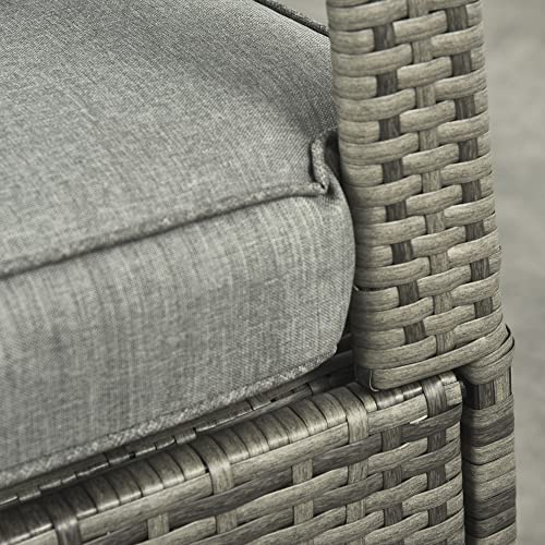 Outsunny Wicker Outdoor Rocking Chair, Patio Recliner with Adjustment Backrest, PE Rattan Lounge Chair with Adjustable Footrest and Cushions for Garden, Backyard, Porch, Gray - color: Grey