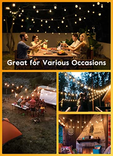 Brightown String Lights Outdoor 38Ft(28+10) with Remote Hooks and Clips, Patio String Lights for Outside with 17 Shatterproof Bulbs(2 Spare), Waterproof Dimmable Hanging Lights for Backyard Party Cafe - size: 38FT - 15 Bulbs (With Hooks & Clips)