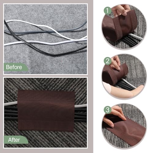 WILLBOND Carpet Cord Cover Cable Protector Floor Cover Cable Protector Management Only for Commercial Office Carpet (98.43 ft,Brown) - color: Brown, size: 98.43 ft