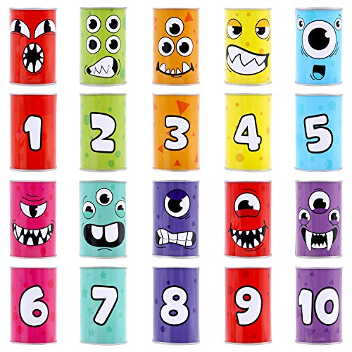 JOYIN 13 Pcs Carnival Bean Bag Toss, Knockdown Can Game Set, Holiday & Birthday Party Games, Outdoor Lawn Yard Activity for Kids Party Favors, Easter Egg Hunt for Classroom Gifts (Monster Style) - style: Monster