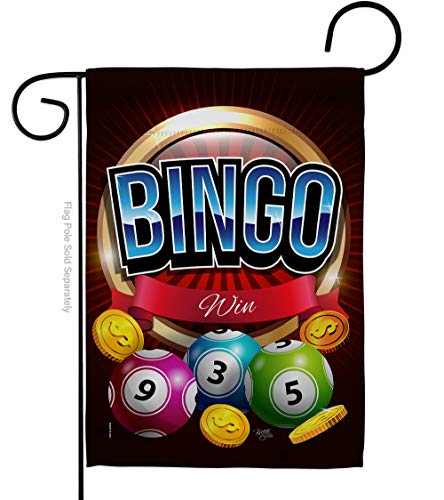 Bingo Win Garden Flag Interests Game Bunco Night Dice Poker Hobbies Leisure Activity Small Decorative Gift Yard House Banner Double-Sided Made In USA 13 X 18.5 - size: Garden Flag 13" x 18.5" Only