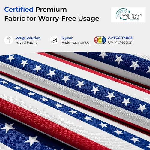 HOMSHADE 10ft Offset Patio Umbrella - w/Base, Cantilever Offset Hanging Patio Outdoor Market Umbrella UPF50+ UV Protection with Easy Tilt and Crank for Pool Deck and Garden(Red & Blue Star Stripes) - color: Red & Blue Star Stripes