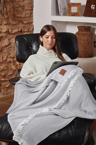 Gold Case Throw Blanket for Couch - 100% Recycled Turkish Cotton Blankets & Throws - Retro Soft Throw Blankets for Living Room - Boho Decorative Woven Couch Blanket - 60x80 - Beige - color: Retro Beige, size: 60x80"